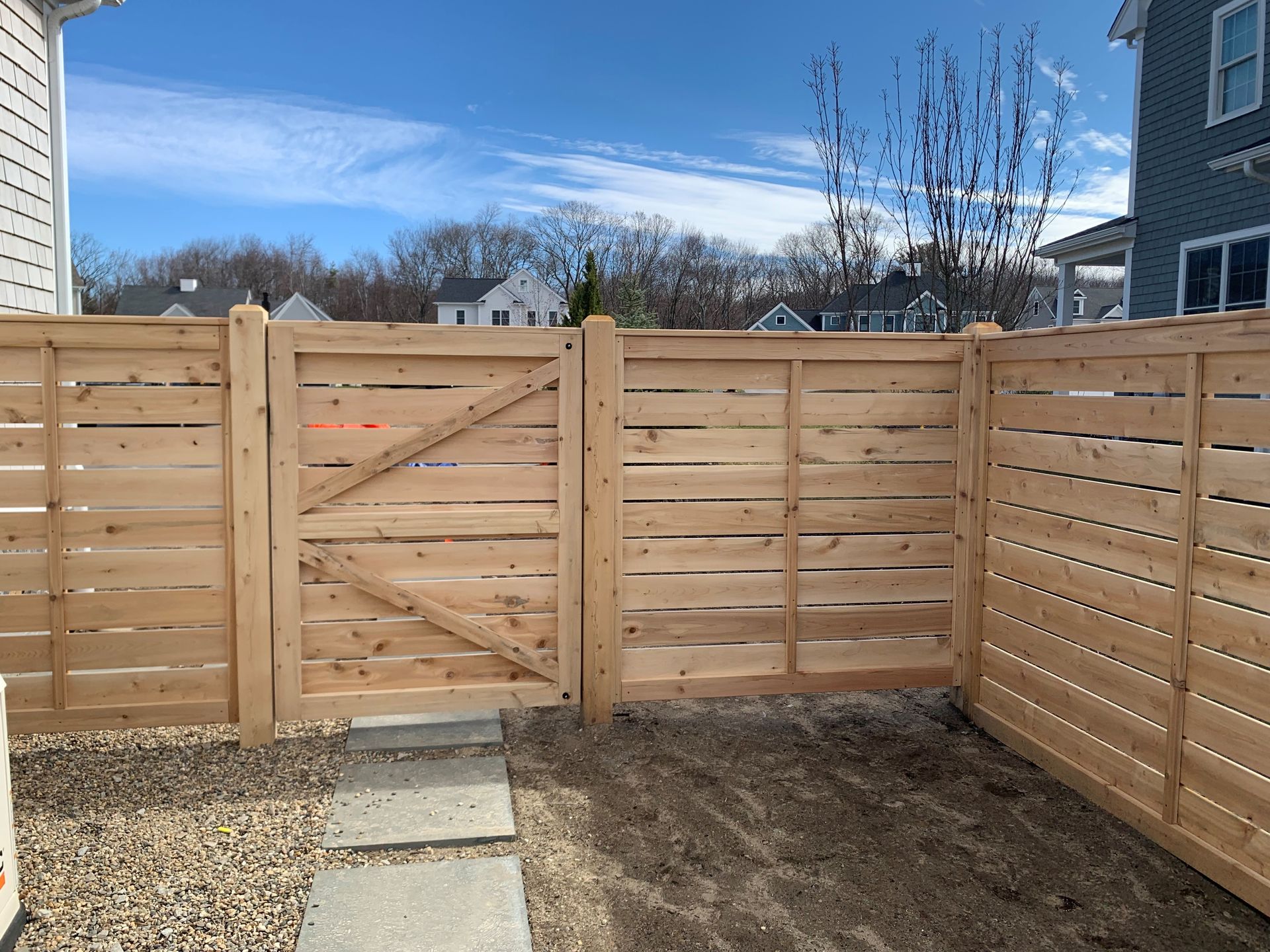 Cedar fence with custom gate